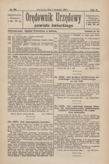 Orędownik Urzędowy Powiatu Świeckiego. R.5, nr 86 (2 listopada 1926)