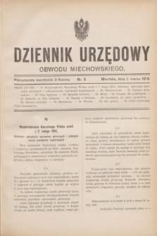 Dziennik Urzędowy Obwodu Miechowskiego. 1916, nr 5 (1 marca)