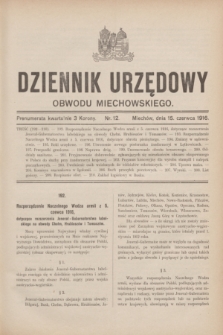 Dziennik Urzędowy Obwodu Miechowskiego. 1916, nr 12 (15 czerwca)