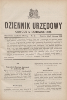 Dziennik Urzędowy Obwodu Miechowskiego. 1916, nr 21 (1 listopada)