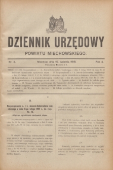 Dziennik Urzędowy Powiatu Miechowskiego. R.4, nr 2 (10 kwietnia 1918)