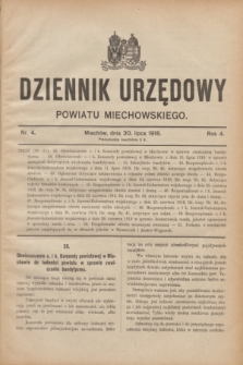 Dziennik Urzędowy Powiatu Miechowskiego. R.4, nr 4 (30 lipca 1918)
