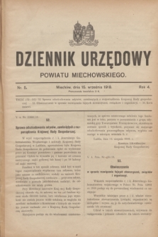 Dziennik Urzędowy Powiatu Miechowskiego. R.4, nr 5 (15 września 1918)