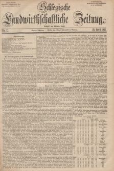 Schlesische Landwirthschaftliche Zeitung. Jg.2, Nr. 17 (25 April 1861) + dod.