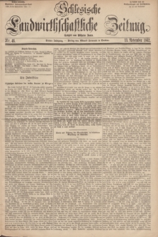 Schlesische Landwirthschaftliche Zeitung. Jg.3, Nr. 46 (13 November 1862) + dod.