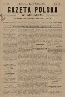 Gazeta Polska w Berlinie. 1892, nr 29