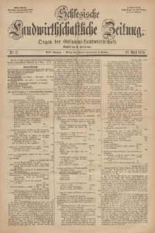 Schlesische Landwirthschaftliche Zeitung : organ der Gesammt Landwirthschaft. Jg.11, Nr. 17 (28 April 1870) + dod.
