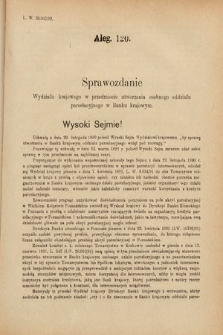 [Kadencja VI, sesja IV, al. 120] Alegata do Sprawozdań Stenograficznych z Czwartej Sesyi Szóstego Peryodu Sejmu Krajowego Królestwa Galicyi i Lodomeryi wraz z Wielkiem Księstwem Krakowskiem z roku 1892/3. Alegat 120