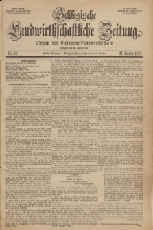 Schlesische Landwirthschaftliche Zeitung : Organ der Gesammt Landwirthschaft. Jg.12, Nr. 43 (26 October 1871) + dod.