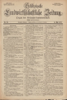 Schlesische Landwirthschaftliche Zeitung : Organ der Gesammt Landwirthschaft. Jg.14, Nr. 20 (14 Mai 1873) + dod.