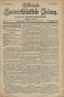 Schlesische Landwirthschaftliche Zeitung : Organ der Gesammt Landwirthschaft. Jg.14, Nr. 37 (11 September 1873) + dod.