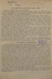 Do ludu pracującego miast i wsi