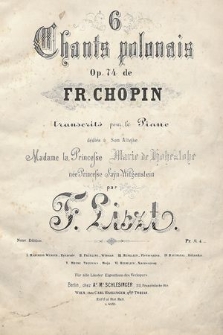 6 chants polonais : op. 74 de Fr. Chopin