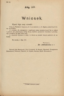 [Kadencja VI, sesja IV, al. 139] Alegata do Sprawozdań Stenograficznych z Czwartej Sesyi Szóstego Peryodu Sejmu Krajowego Królestwa Galicyi i Lodomeryi wraz z Wielkiem Księstwem Krakowskiem z roku 1892/3. Alegat 139