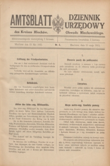 Amtsblatt des Kreises Miechów = Dziennik Urzędowy Obwodu Miechowskiego. 1915, nr 4 (15 maja)