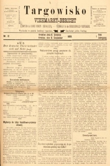 Targowisko : czasopismo dla handlu bydłem i nierogacizną = Viehmerkt-Bericht : Fachorgan für den Internationalem Viehverkehr. 1893, nr 12