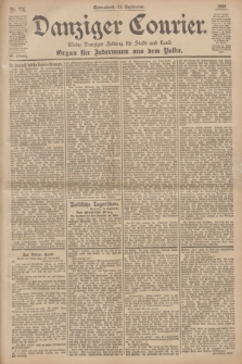 Danziger Courier : Kleine Danziger Zeitung für Stadt und Land : Organ für Jedermann aus dem Volke. Jg.19, Nr. 216 (15 September 1900)