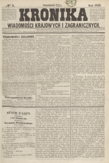 Kronika Wiadomości Krajowych i Zagranicznych. [R.1], № 7 (7 kwietnia 1856)