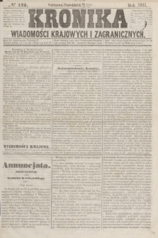 Kronika Wiadomości Krajowych i Zagranicznych. [R.2], № 172 (6 lipca 1857)