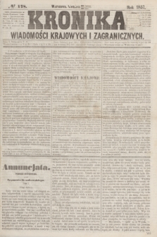 Kronika Wiadomości Krajowych i Zagranicznych. [R.2], № 178 (12 lipca 1857)