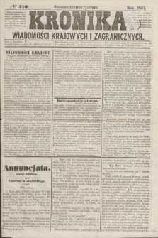Kronika Wiadomości Krajowych i Zagranicznych. [R.2], № 210 (13 sierpnia 1857)