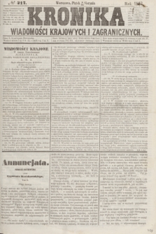 Kronika Wiadomości Krajowych i Zagranicznych. [R.2], № 217 (21 sierpnia 1857)