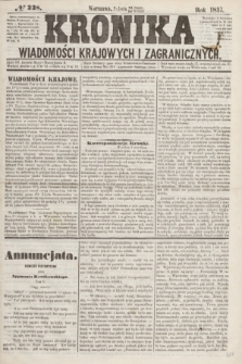 Kronika Wiadomości Krajowych i Zagranicznych. [R.2], № 238 (12 września 1857)