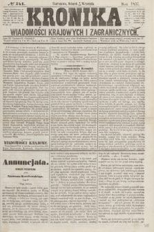 Kronika Wiadomości Krajowych i Zagranicznych. [R.2], № 241 (15 września 1857)