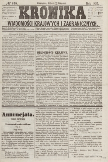 Kronika Wiadomości Krajowych i Zagranicznych. [R.2], № 248 (22 września 1857)