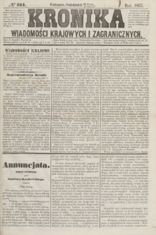 Kronika Wiadomości Krajowych i Zagranicznych. [R.2], № 261 (5 października 1857)