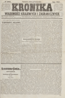 Kronika Wiadomości Krajowych i Zagranicznych. [R.2], № 287 (31 października 1857)