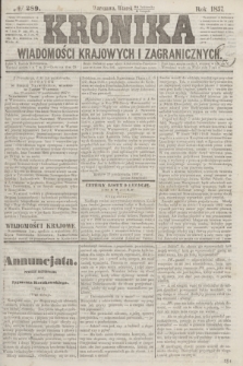 Kronika Wiadomości Krajowych i Zagranicznych. [R.2], № 289 (3 listopada 1857)