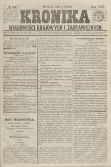 Kronika Wiadomości Krajowych i Zagranicznych. [R.3], № 14 (16 stycznia 1858)