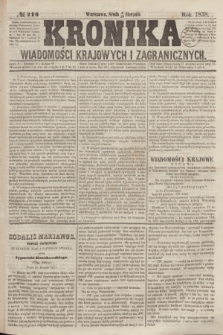 Kronika Wiadomości Krajowych i Zagranicznych. [R.3], № 216 (18 sierpnia 1858)