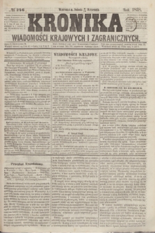 Kronika Wiadomości Krajowych i Zagranicznych. [R.3], № 246 (18 września 1858)
