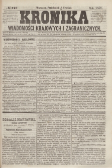 Kronika Wiadomości Krajowych i Zagranicznych. [R.3], № 248 (20 września 1858)
