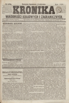 Kronika Wiadomości Krajowych i Zagranicznych. [R.3], № 276 (18 października 1858)