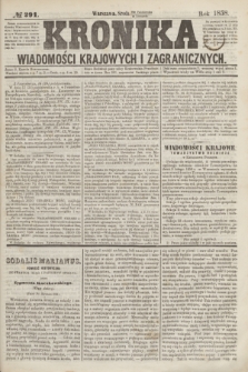 Kronika Wiadomości Krajowych i Zagranicznych. [R.3], № 291 (3 listopada 1858)