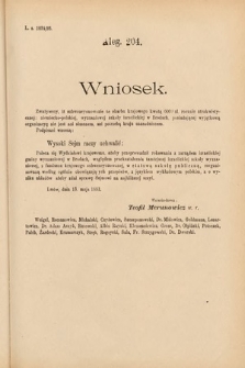 [Kadencja VI, sesja IV, al. 204] Alegata do Sprawozdań Stenograficznych z Czwartej Sesyi Szóstego Peryodu Sejmu Krajowego Królestwa Galicyi i Lodomeryi wraz z Wielkiem Księstwem Krakowskiem z roku 1892/3. Alegat 204