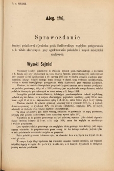 [Kadencja VI, sesja IV, al. 206] Alegata do Sprawozdań Stenograficznych z Czwartej Sesyi Szóstego Peryodu Sejmu Krajowego Królestwa Galicyi i Lodomeryi wraz z Wielkiem Księstwem Krakowskiem z roku 1892/3. Alegat 206