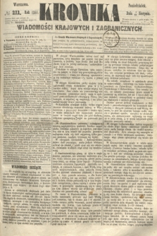 Kronika Wiadomości Krajowych i Zagranicznych. 1860, № 211 (13 sierpnia)