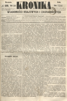Kronika Wiadomości Krajowych i Zagranicznych. 1860, № 233 (5 września)