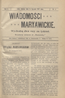 Wiadomości Maryawickie : bezpłatny dodatek do „Maryawity". R.1, nr 4 (16 stycznia 1909)