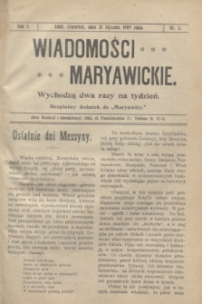 Wiadomości Maryawickie : bezpłatny dodatek do „Maryawity". R.1, nr 5 (21 stycznia 1909)