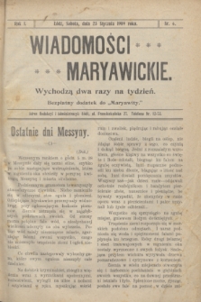 Wiadomości Maryawickie : bezpłatny dodatek do „Maryawity". R.1, nr 6 (23 stycznia 1909)