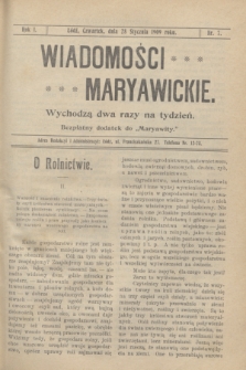 Wiadomości Maryawickie : bezpłatny dodatek do „Maryawity". R.1, nr 7 (28 stycznia 1909)