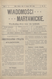 Wiadomości Maryawickie. R.1, nr 12 (13 lutego 1909)