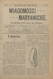Wiadomości Maryawickie. R.1, nr 13 (18 lutego 1909)