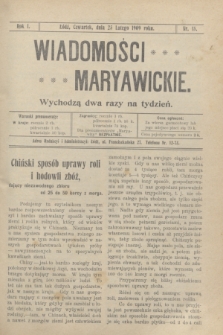 Wiadomości Maryawickie. R.1, nr 15 (25 lutego 1909)