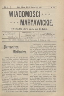 Wiadomości Maryawickie. R.1, nr 20 (13 marca 1909)